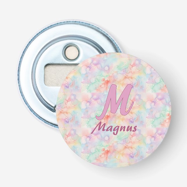 rosa blå akvarellpastell monogramnamn bokstav c flasköppnare (Framsidan)