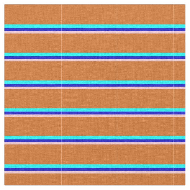 Rosa, blå, akvatiska och choklad Färgad Rand Tyg (Närbild)