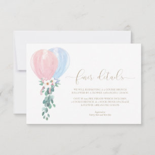 Rosa Blå Ballonger Baby Shower Detaljerad Informat Inbjudningar