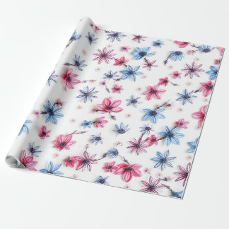 rosa blå blomma presentpapper