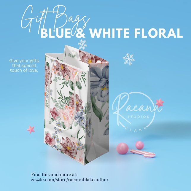 Rosa & Blå Blommig Designpresentväska (Skapare uppladdad)