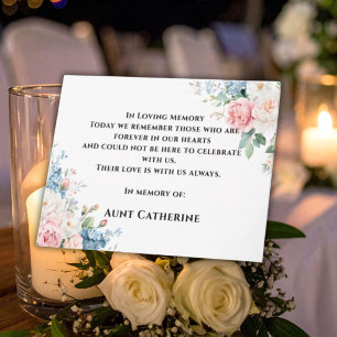 Rosa & Blå Blommig Elegant Bröllopsminneskort Tack Kort