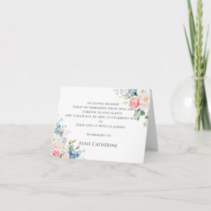Rosa & Blå Blommig Elegant Bröllopsminneskort Tack Kort