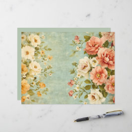 Rosa Blå Blommig Skrot Journal Scrapbook Papper