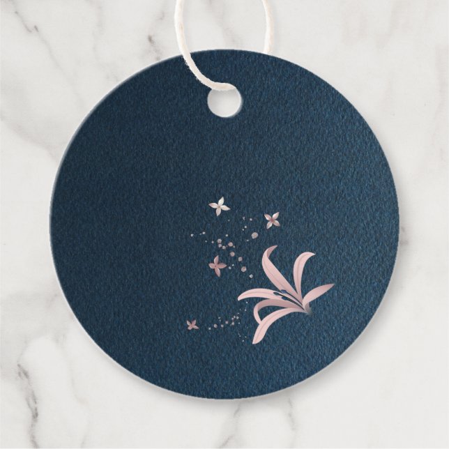 rosa Blå blommor Gåvor Etiketter (Framsida)