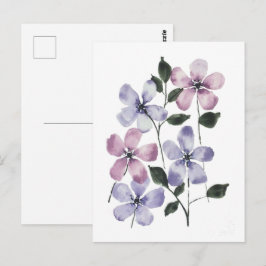 Rosa & Blå Blommor Vykort