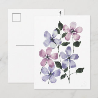 Rosa & Blå Blommor Vykort