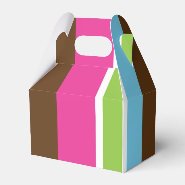 Rosa Blå Brun Grön Modern Födelsedagsfest Förmån Presentaskar (Framsidan Sidan)