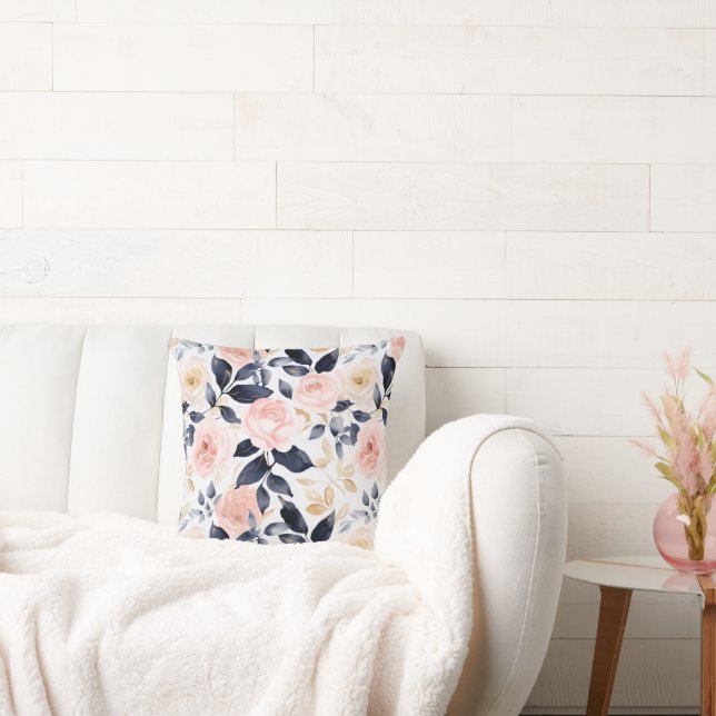 Rosa Blå Chic Blommor Kudde (Soffa)