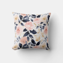 Rosa Blå Chic Blommor Kudde