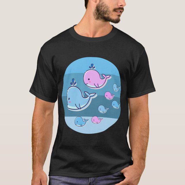 rosa blå fisk t shirt (Framsida)