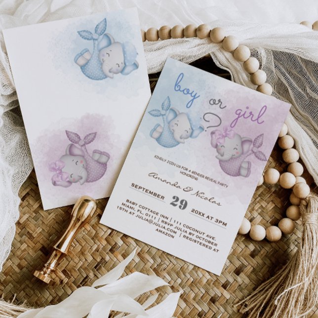 Rosa blå gender för barn eller flickor inbjudningar (Skapare uppladdad)