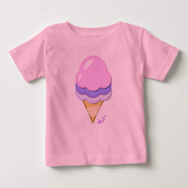 Rosa & Blå Glasskon Rosa Tutu Baby Bodysuit T-shirt (Framsida)