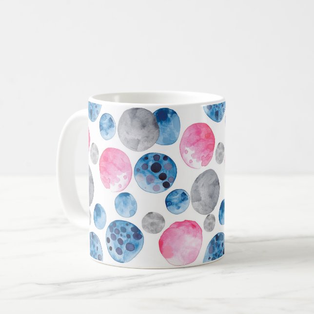 Rosa Blå Grå Prickar Kaffemugg (Framsida vänster)