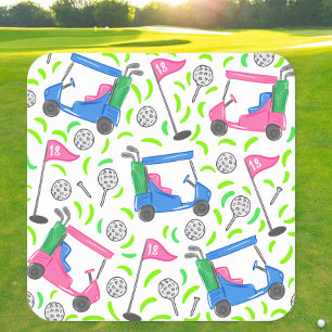 Rosa Blå Grön Golf Preppy Underlägg Papper Kvadrat