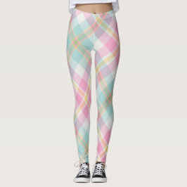Rosa, Blå, Grön och Guld Randig Mönster Leggings