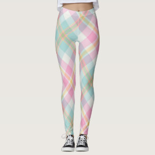 Rosa, Blå, Grön och Guld Randig Mönster Leggings