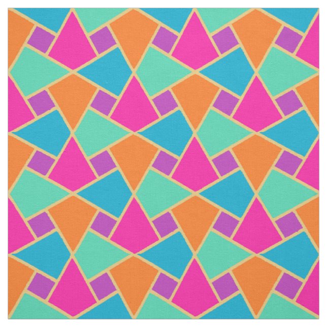 Rosa Blå Grön Orange Islamiskt Geometriskt Mönster Tyg (Provkarta)