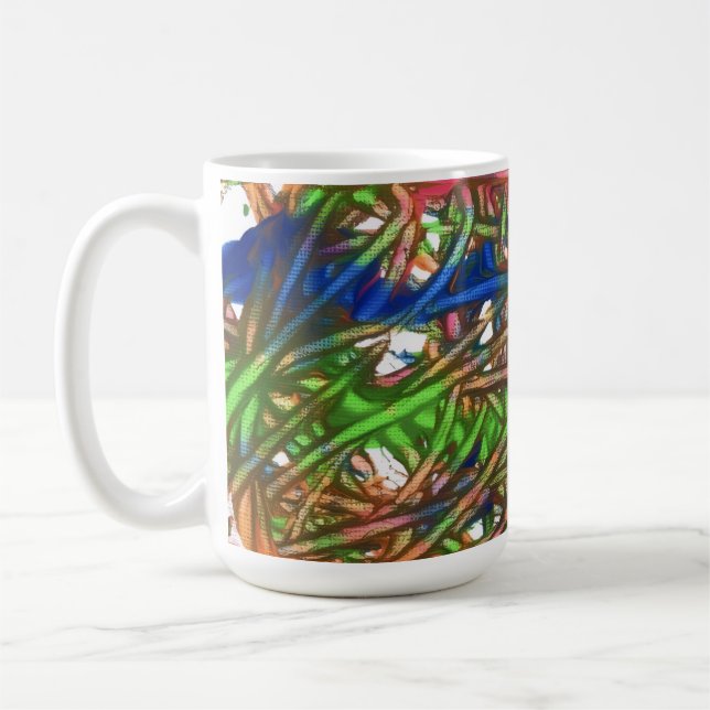Rosa, Blå, Grön, Orange, Marmor Konstverk Kaffemugg (Vänster)