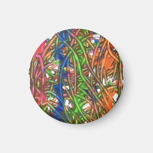 Rosa, Blå, Grön, Orange, Marmor Konstverk Magnet (Framsidan)
