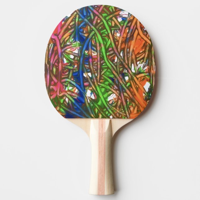 Rosa, Blå, Grön, Orange, Marmor Konstverk Pingisracket (Framsidan)