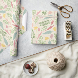 Rosa Blå Grön Vår Blommig Påskmönster Presentpapper