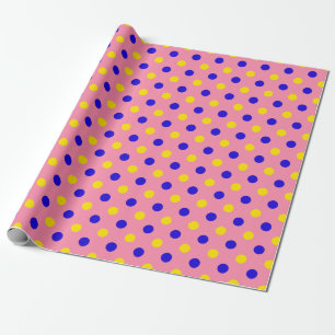 Rosa Blå Gul Prickig Design Presentpapper