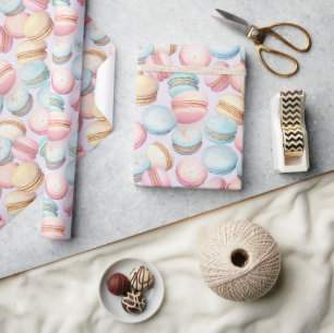 Rosa Blå Gula Macarons Födelsedag   Presentpapper
