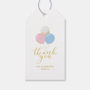 Rosa, Blå & Guld Baby Shower Tack tack present Presentetikett