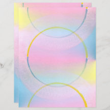 Rosa Blå Gult Blends & Circles Scrapbook Papper