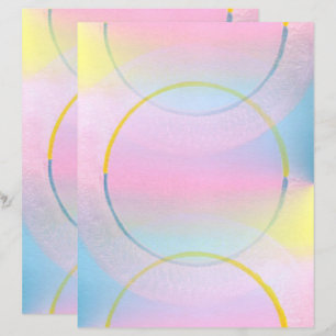 Rosa Blå Gult Blends & Circles Scrapbook Papper