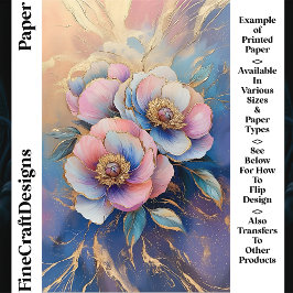 Rosa Blå Lavendel & Guld Pioner CT4 Craftpapper