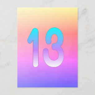 Rosa Blå Lila Gradient 13-årsdag Vykort