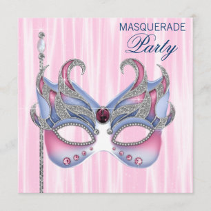 Rosa Blå Maskeradfest Inbjudningar