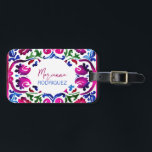 Rosa blå mexikanska plattor av spanska Talavera Bagagebricka<br><div class="desc">Rosa Blue Mexican Spain Talavera tiles personlig bagagetaggar. Märkre för färg personlig i Bright öga</div>