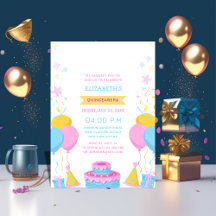 rosa blå och gult, färgstark quinceañera