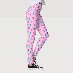 Rosa, Blå och Lila Prickiga Leggings