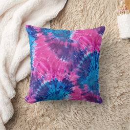 Rosa Blå Och Lila Spiral Tie Dye Kudde