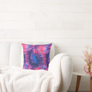 Rosa Blå Och Lila Spiral Tie Dye  Kudde