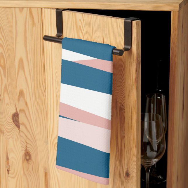 Rosa Blå Och Vit Abstrakt   Kökshandduk (Thirds Fold)