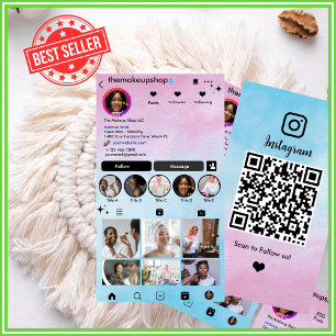 Rosa & Blå Ombre Sociala Medier Visitkort