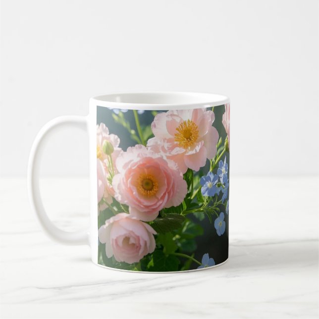 Rosa Blå, ömtåliga blommor Kaffemugg (Vänster)