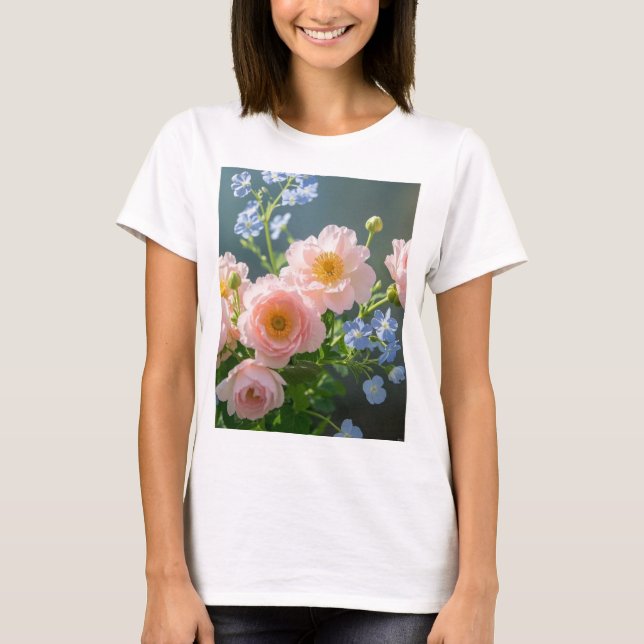 Rosa Blå, ömtåliga blommor T Shirt (Framsida)