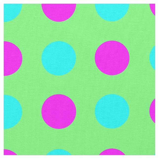 Rosa&blå på Grönt Polka dots Mönster Tyg (Närbild)