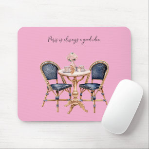 Rosa Blå Paris Bord Baguetter Musmatta