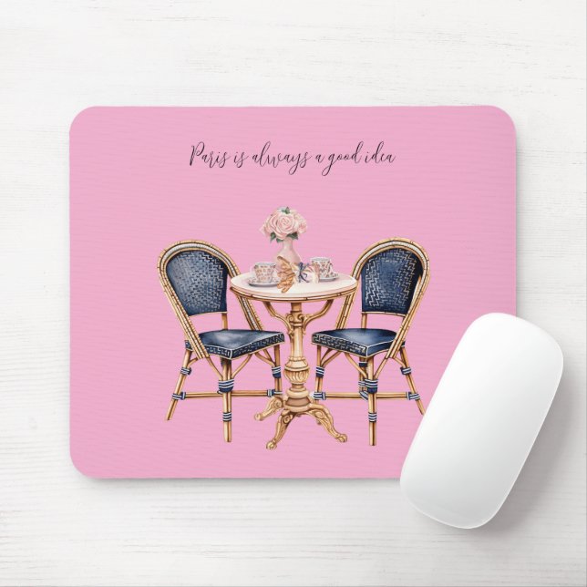 Rosa Blå Paris Bord Baguetter Musmatta (Med mus)