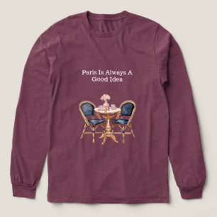 Rosa Blå Paris Bord Baguetter T Shirt