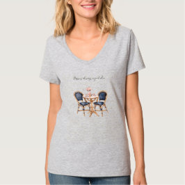 Rosa Blå Paris Bord Baguetter T Shirt
