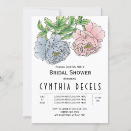 Rosa Blå päronblommor bröllop möhippa Inbjudningar