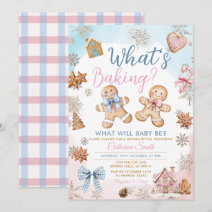 Rosa Blå Pepparkakskönsbestämning Inbjudningar